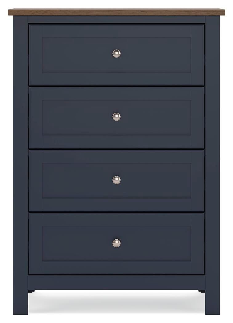 Landocken Brown/Blue Twin Panel Bed, Chest and Nightstand from Ashley - Luna Furniture