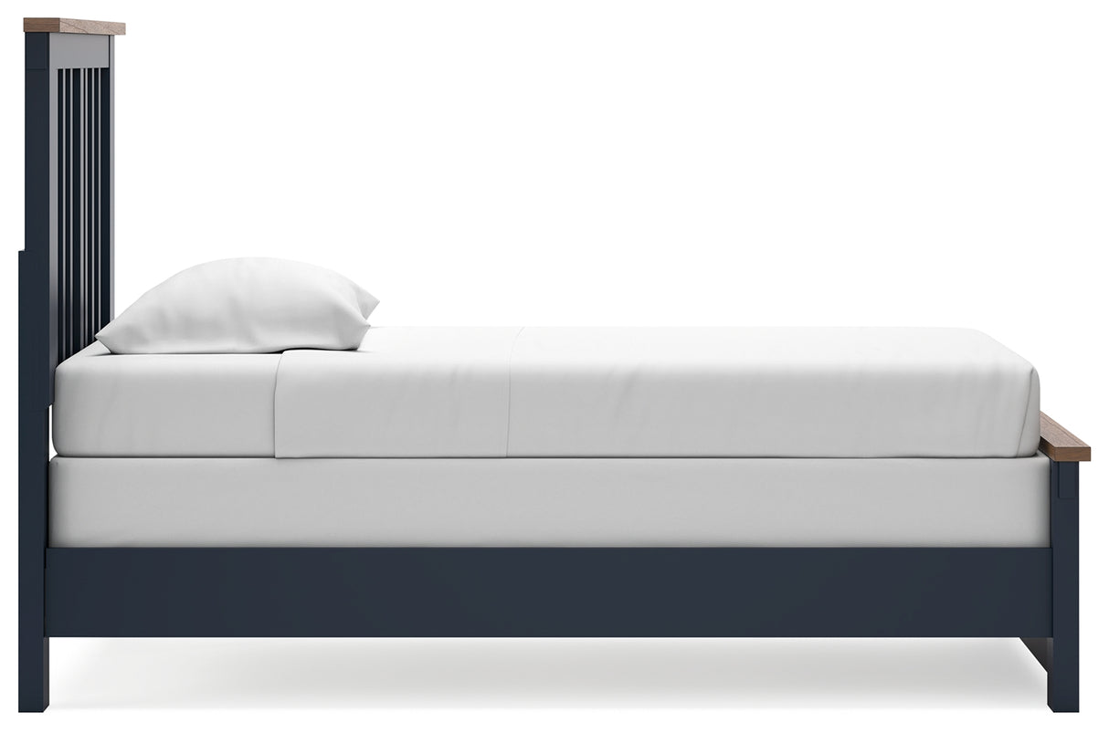 Landocken Twin Panel Bed, Dresser and Mirror in Brown/Blue from Ashley - Luna Furniture