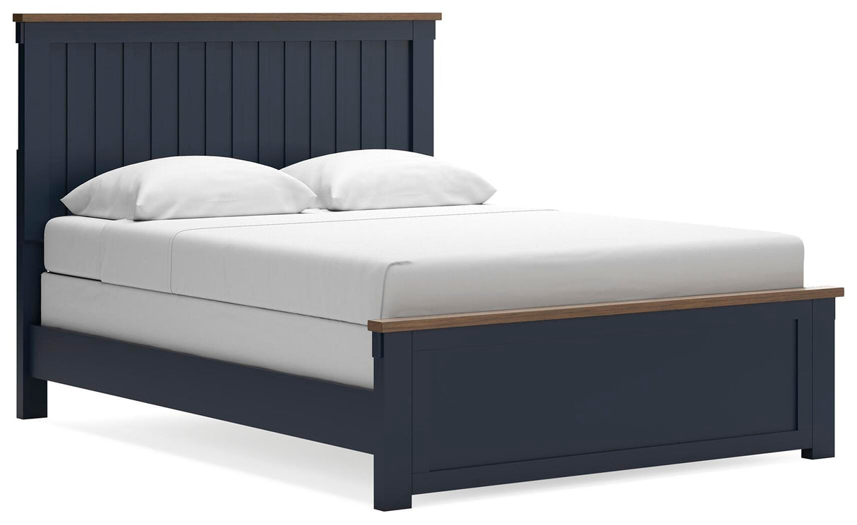 Landocken Brown/Blue Queen Panel Bed, Dresser, Mirror and Nightstand from Ashley Furniture - Luna Furniture