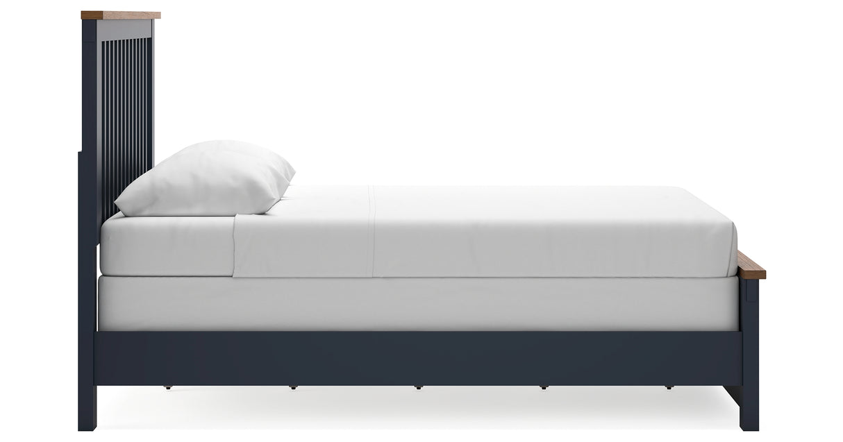 Landocken Queen Panel Bed with Mirrored Dresser, Chest and Nightstand in Brown/Blue from Ashley Furniture - Luna Furniture