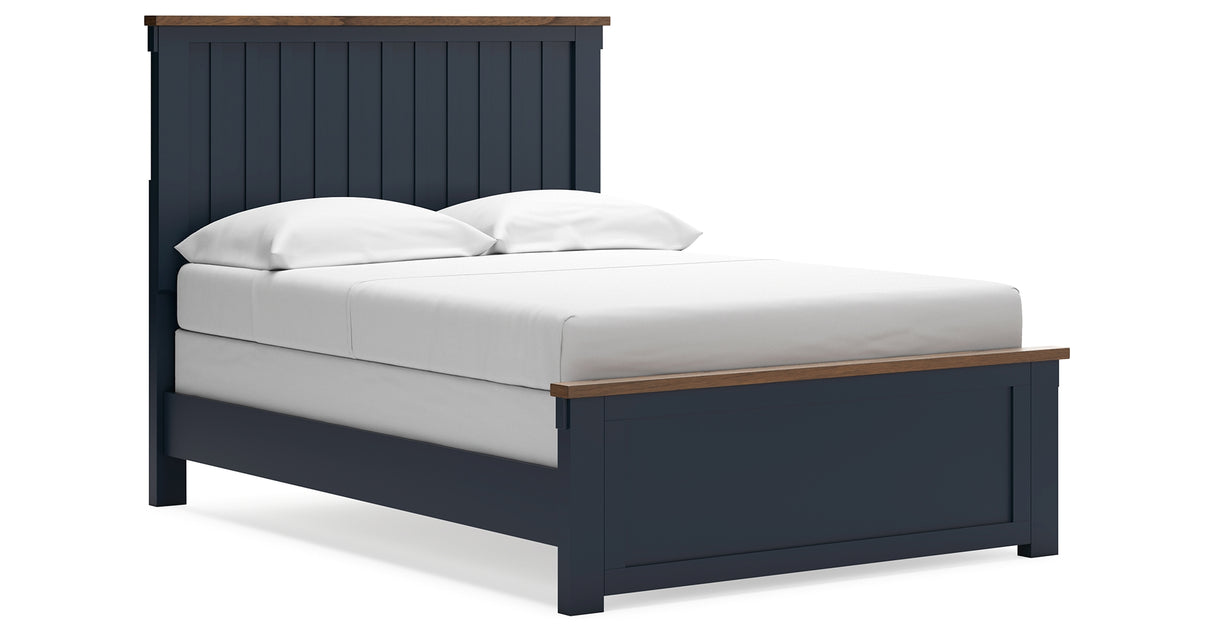 Landocken Full Panel Bed with Dresser and 2 Nightstands in Brown/Blue from Ashley - Luna Furniture