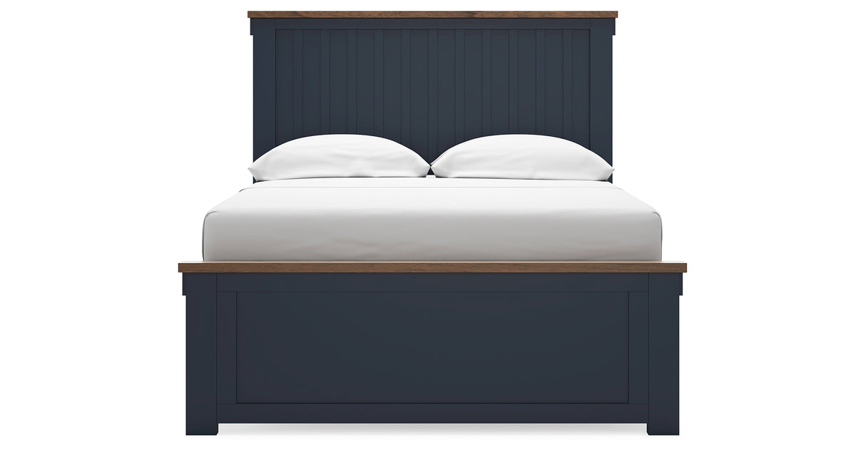Landocken Full Panel Bed with Mirrored Dresser and Chest in Brown/Blue from Ashley - Luna Furniture