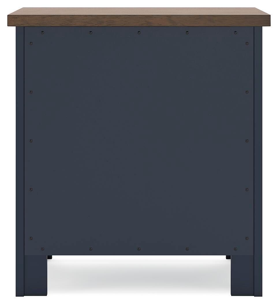 Landocken Brown/Blue Twin Panel Bed with Mirrored Dresser and Nightstand from Ashley - Luna Furniture