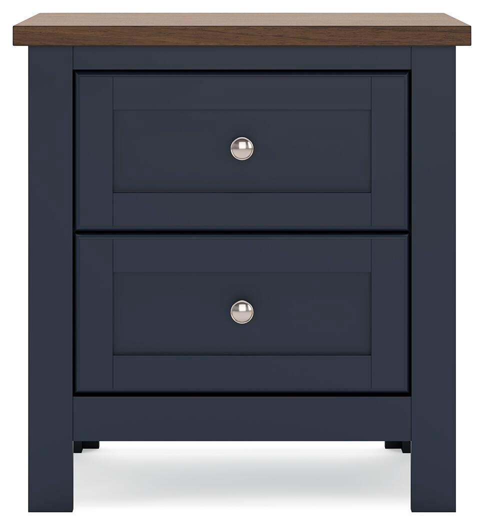 Landocken Brown/Blue Twin Panel Bed with Mirrored Dresser and Nightstand from Ashley - Luna Furniture