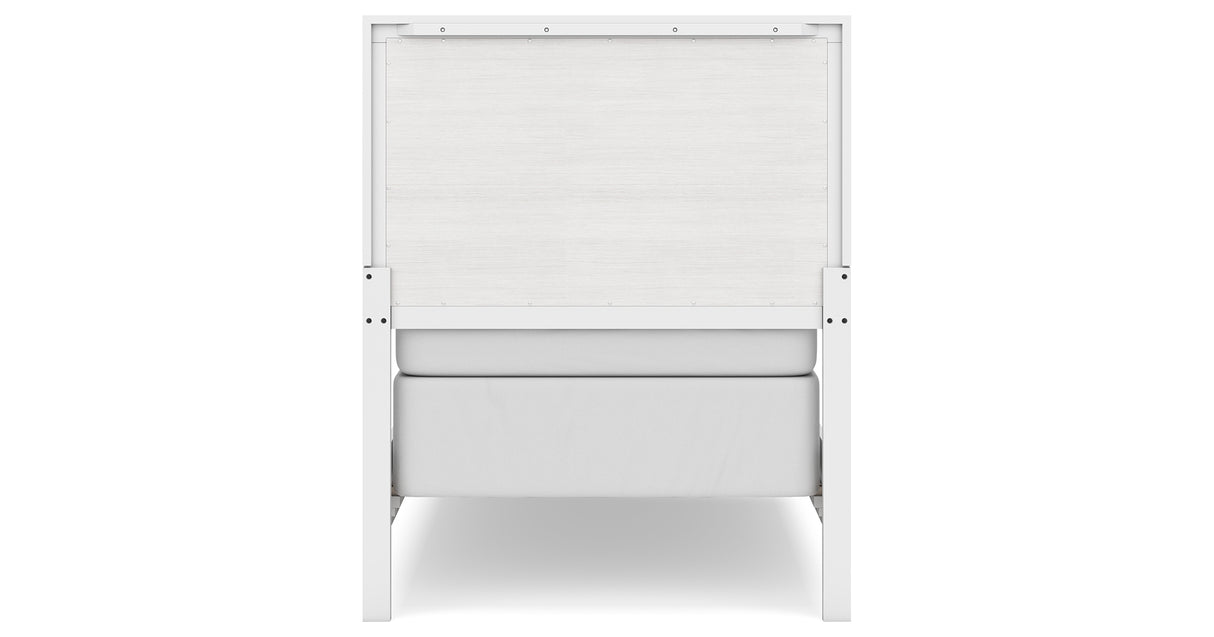 Binterglen Twin Panel Bed with Mirrored Dresser, Chest and 2 Nightstands in White from Ashley Furniture - Luna Furniture