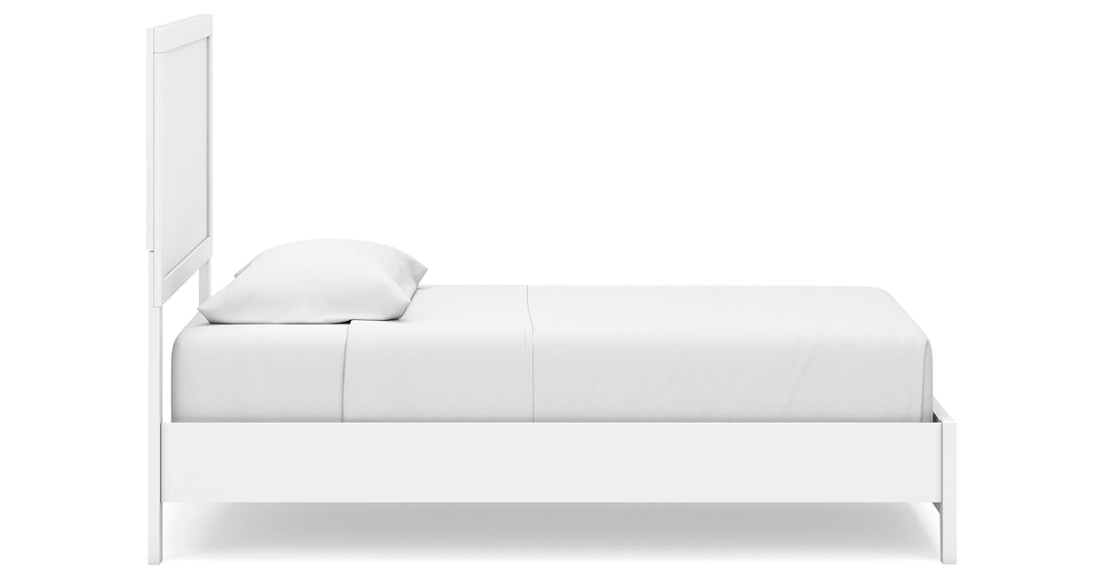 Binterglen Twin Panel Bed with Mirrored Dresser and 2 Nightstands in White from Ashley Furniture - Luna Furniture