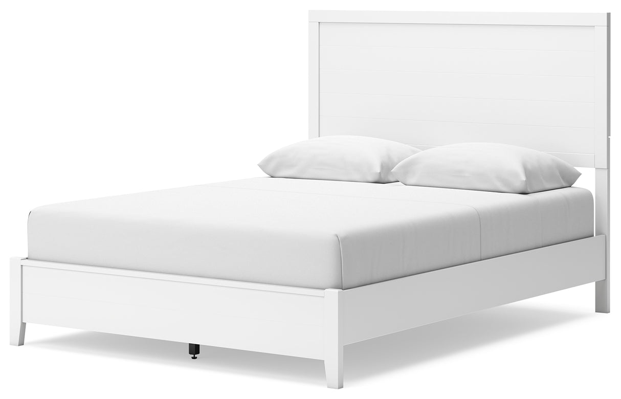 Binterglen White Queen Panel Bed with Mirrored Dresser from Ashley - Luna Furniture