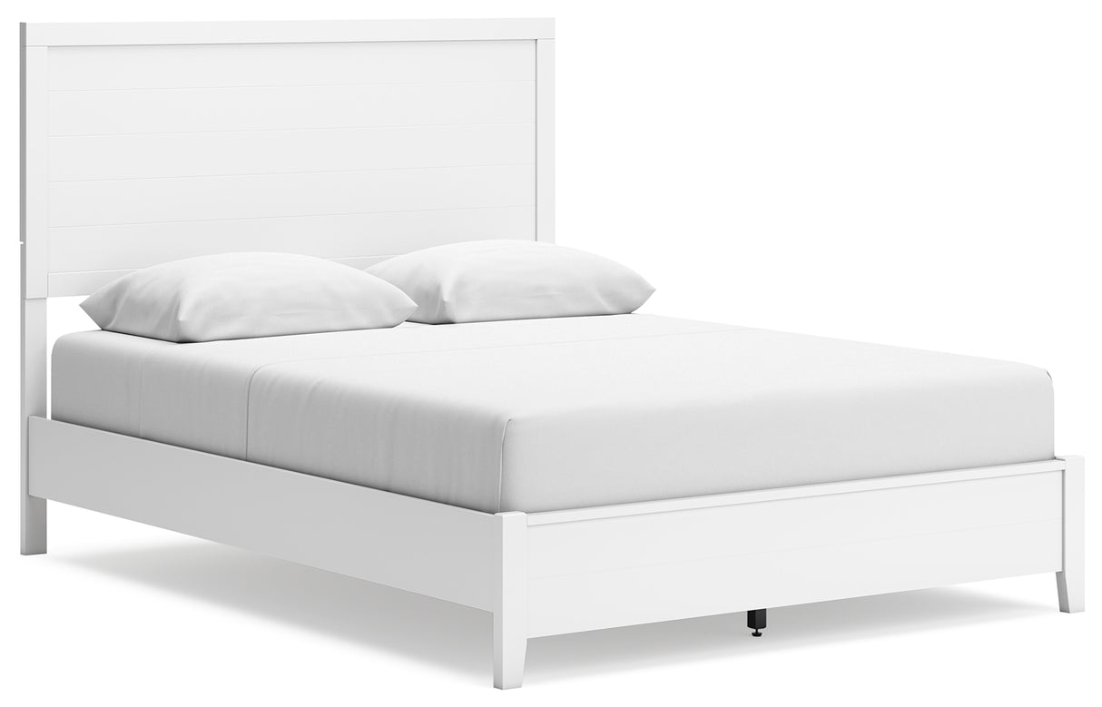 Binterglen White Queen Panel Bed with Mirrored Dresser from Ashley - Luna Furniture