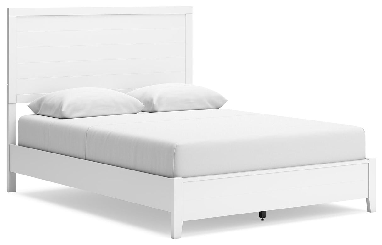 Binterglen White Queen Panel Bed with Mirrored Dresser from Ashley - Luna Furniture