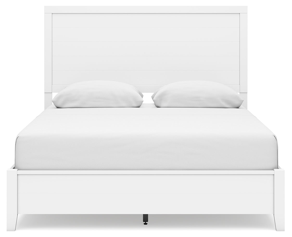 Binterglen White Queen Panel Bed with Mirrored Dresser from Ashley - Luna Furniture