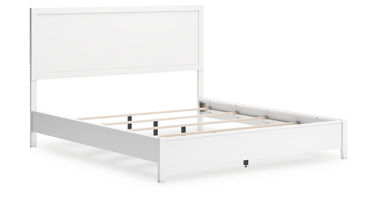 Binterglen California King Panel Bed with Mirrored Dresser in White from Ashley - Luna Furniture