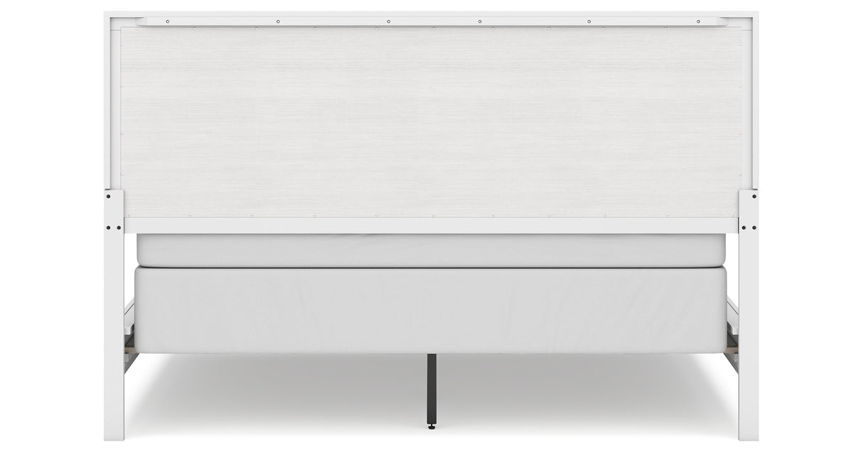 Binterglen California King Panel Bed with Mirrored Dresser and Chest in White from Ashley Furniture - Luna Furniture