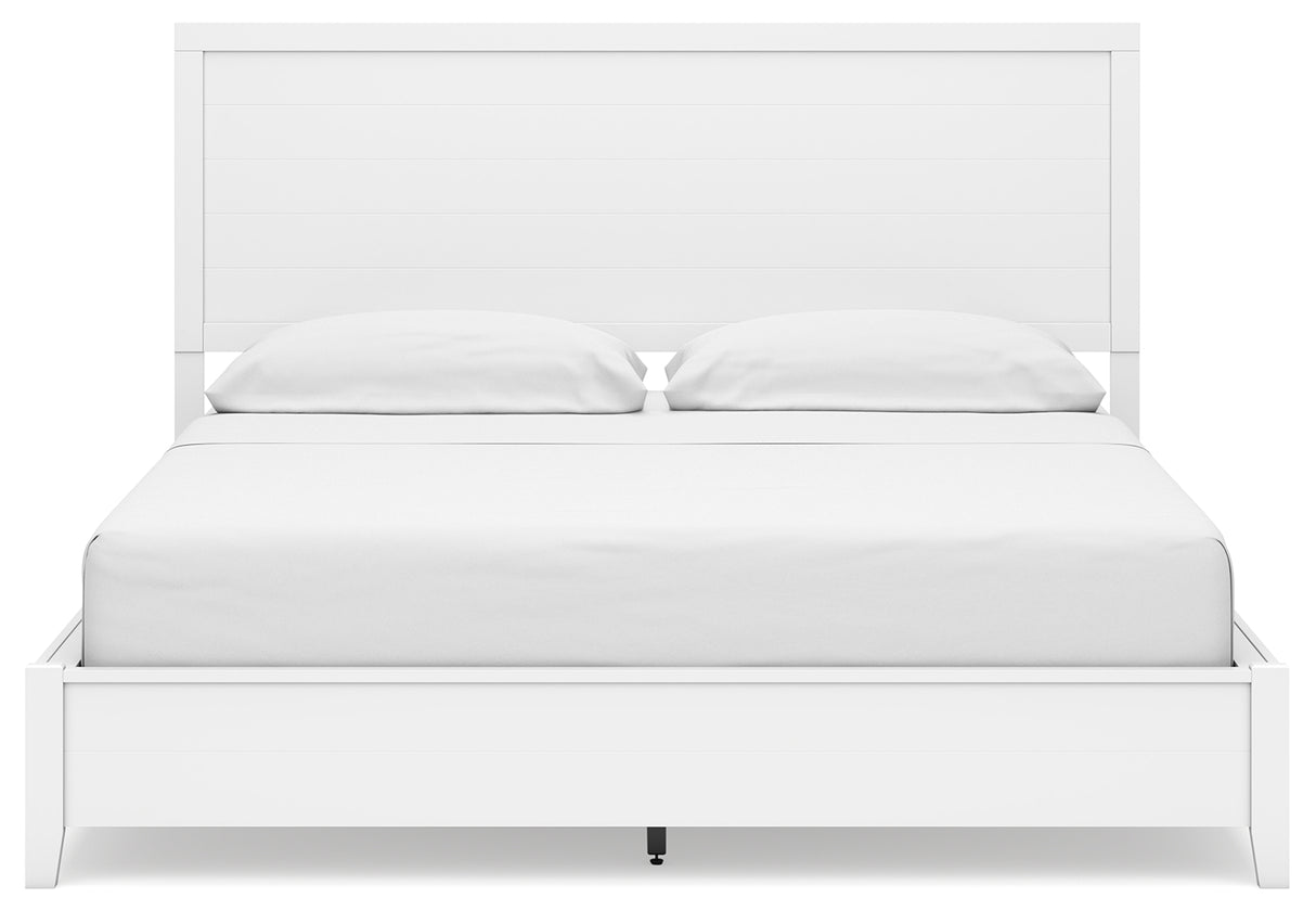 Binterglen White California King Panel Bed with Mirrored Dresser from Ashley - Luna Furniture