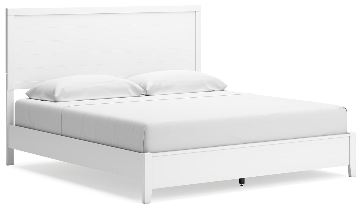 Binterglen White King Panel Bed with Mirrored Dresser from Ashley - Luna Furniture