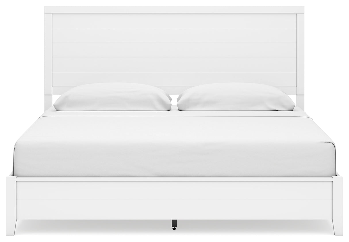Binterglen White King Panel Bed with Mirrored Dresser from Ashley - Luna Furniture