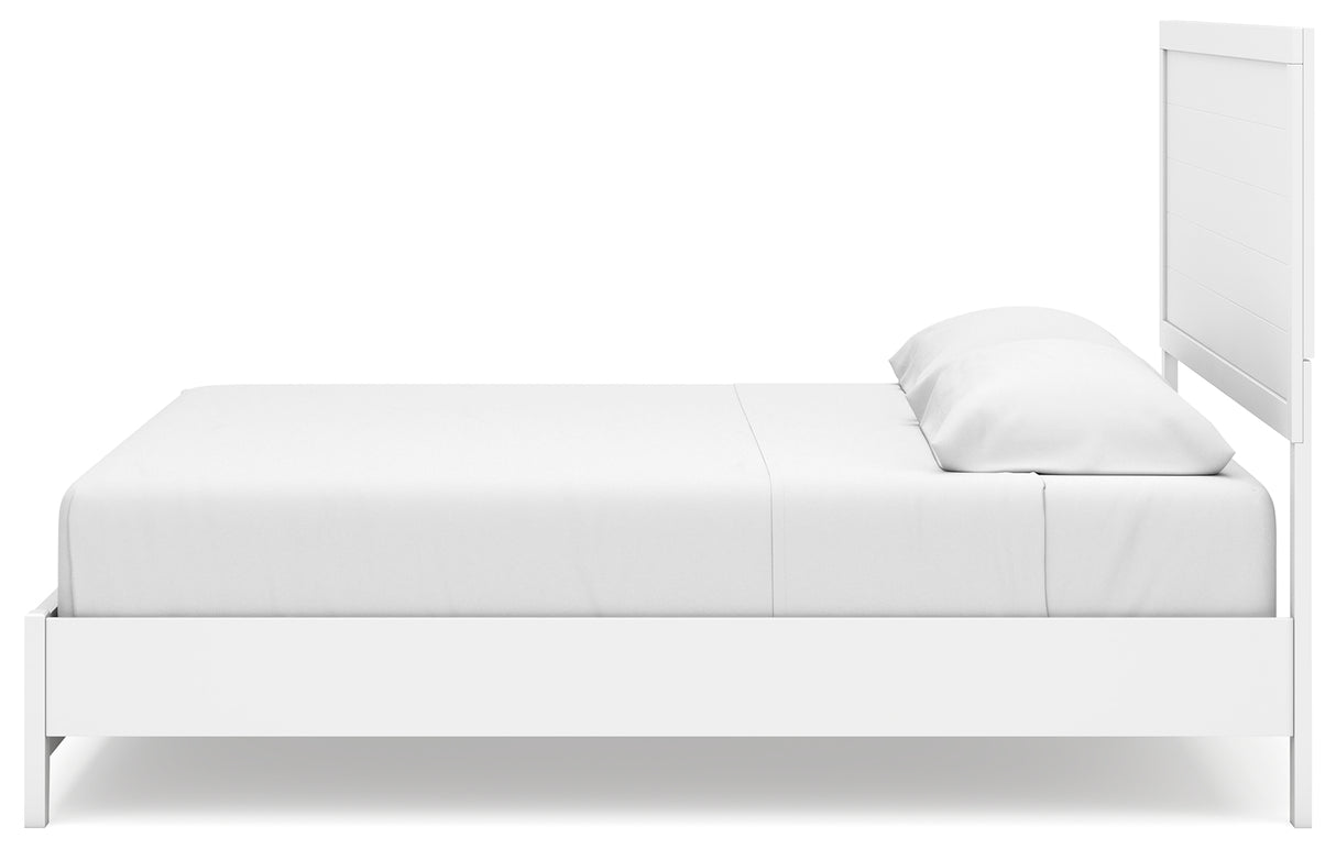 Binterglen White King Panel Bed with Mirrored Dresser from Ashley - Luna Furniture