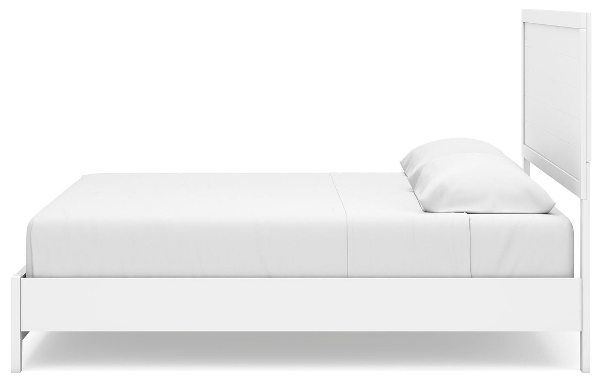 Binterglen White King Panel Bed with Mirrored Dresser from Ashley - Luna Furniture
