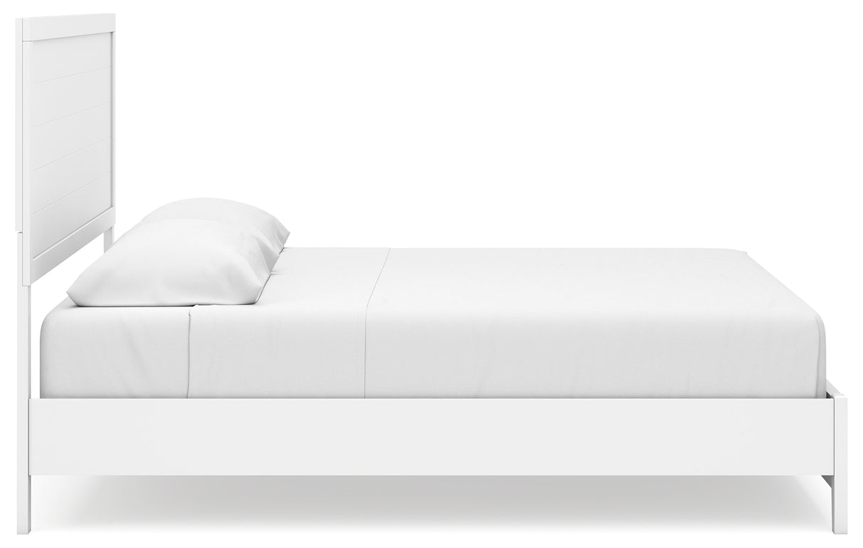 Binterglen White King Panel Bed with Mirrored Dresser from Ashley - Luna Furniture