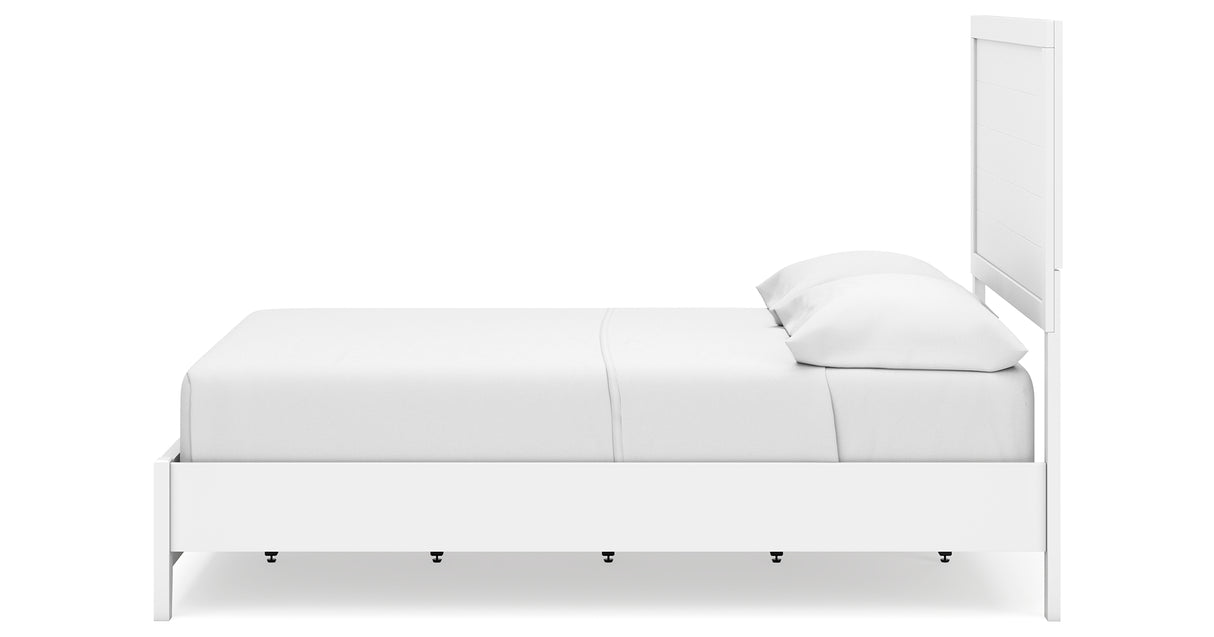 Binterglen Full Panel Bed with Mirrored Dresser, Chest and 2 Nightstands in White from Ashley Furniture - Luna Furniture