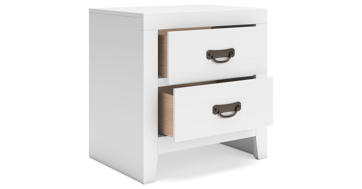Binterglen Twin Panel Bed with Mirrored Dresser, Chest and 2 Nightstands in White from Ashley Furniture - Luna Furniture