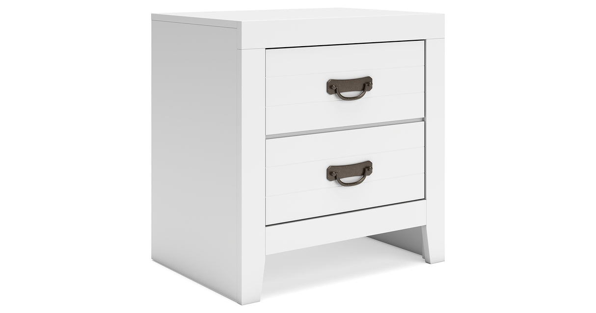 Binterglen King Panel Bed with Mirrored Dresser and Nightstand in White from Ashley - Luna Furniture