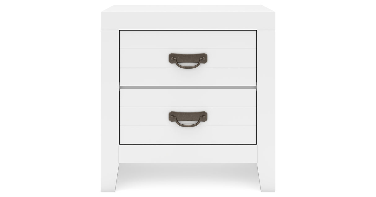 Binterglen Twin Panel Bed with Mirrored Dresser, Chest and 2 Nightstands in White from Ashley Furniture - Luna Furniture