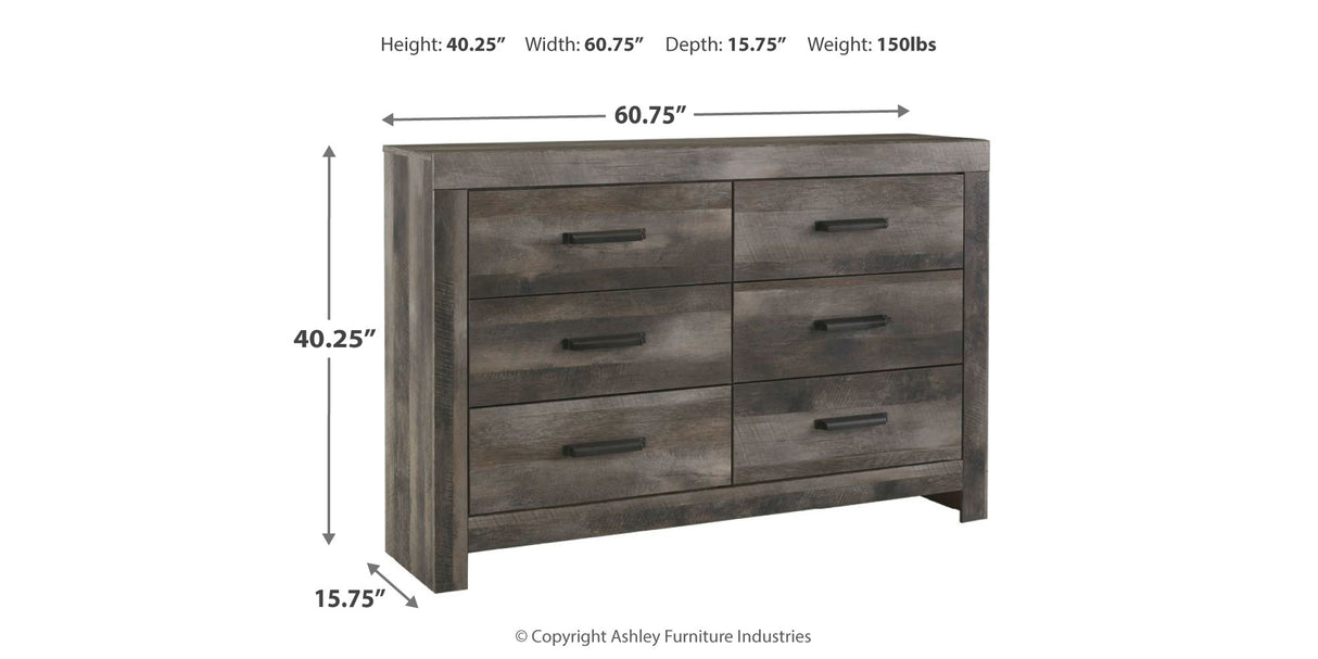 Wynnlow King Panel Bed with Dresser in Gray from Ashley Furniture - Luna Furniture
