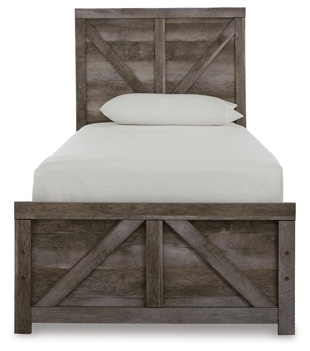 Wynnlow Gray Twin Panel Bed and 2 Nightstands from Ashley Furniture - Luna Furniture