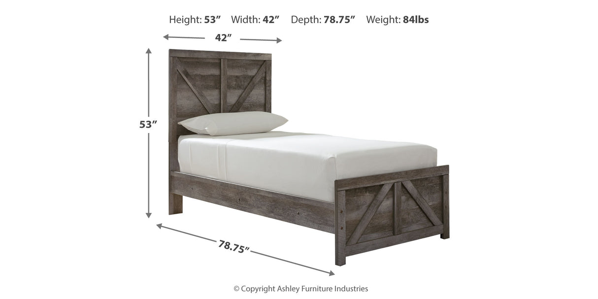 Wynnlow Gray Twin Panel Bed and 2 Nightstands from Ashley Furniture - Luna Furniture