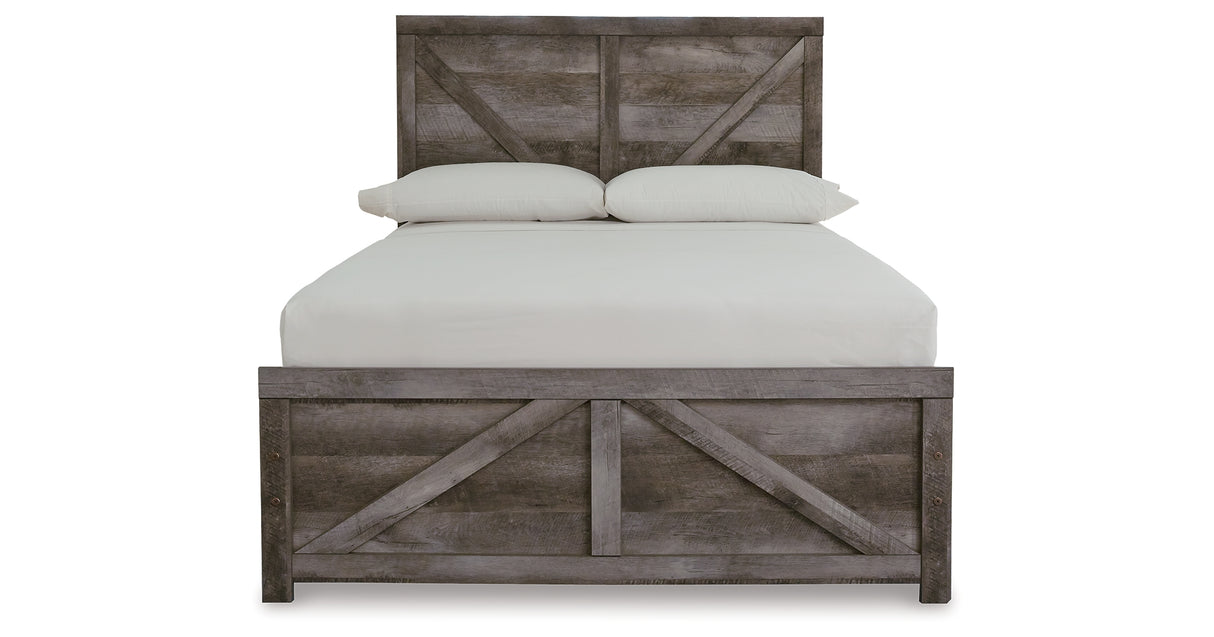 Wynnlow Gray Full Crossbuck Panel Bed and 2 Chests from Ashley Furniture - Luna Furniture