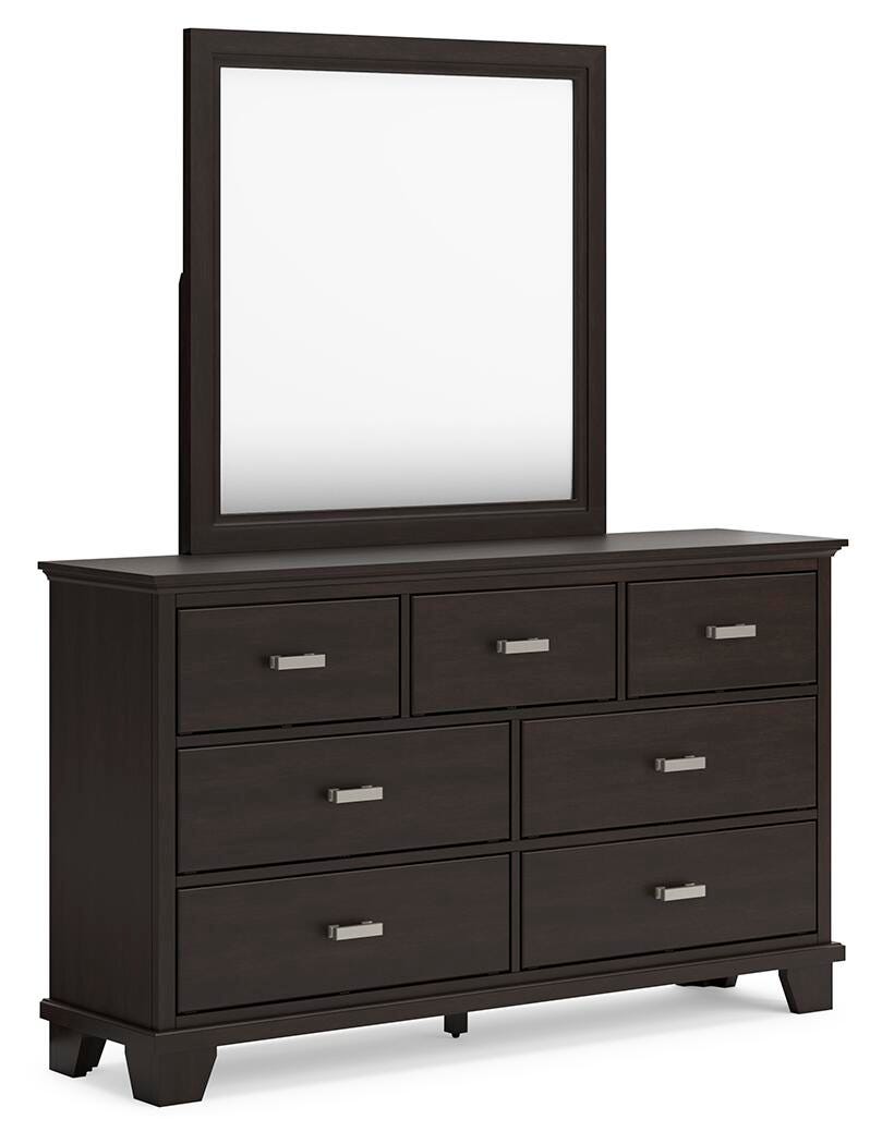 Wynnlow King Panel Bed with Mirrored Dresser and 2 Nightstands in Gray from Ashley - Luna Furniture