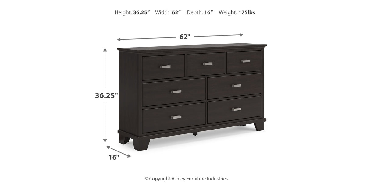 Covetown Queen Panel Bed with Dresser and 2 Nightstands in Dark Brown from Ashley Furniture - Luna Furniture