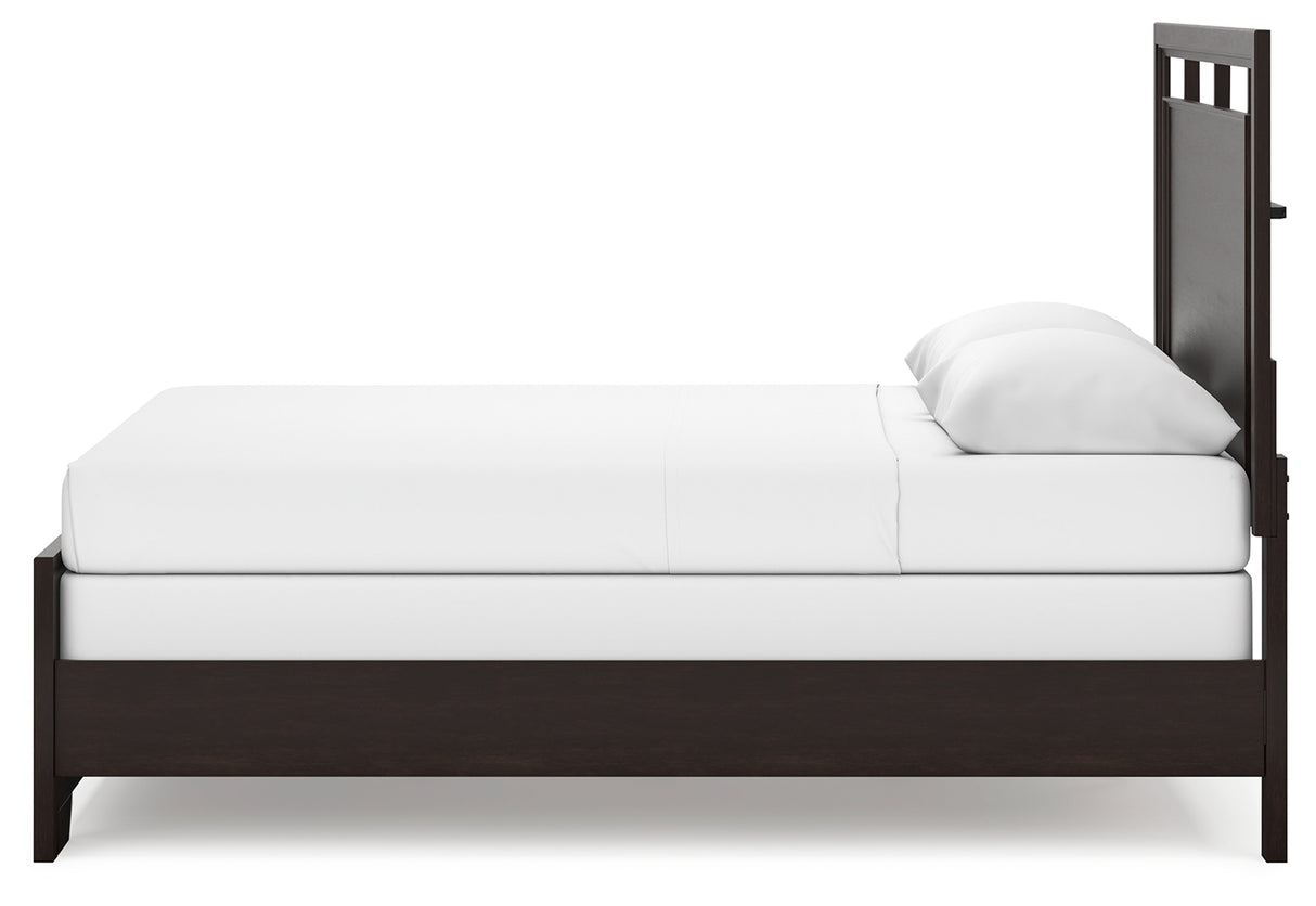 Covetown Dark Brown Queen Panel Bed and Nightstand from Ashley Furniture - Luna Furniture