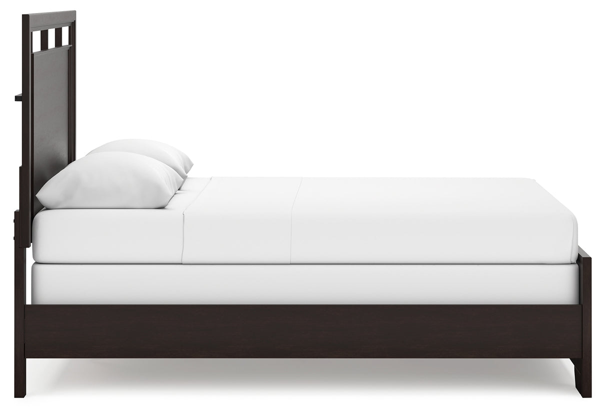 Covetown Dark Brown Queen Panel Bed and Nightstand from Ashley Furniture - Luna Furniture