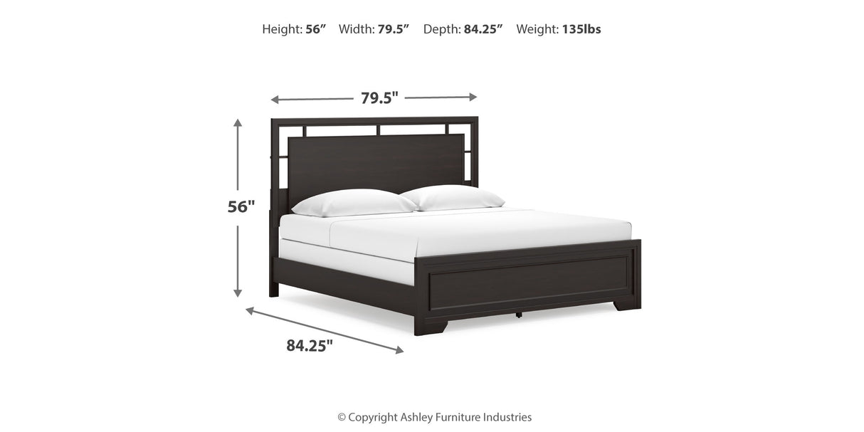 Covetown King Panel Bed with 2 Nightstands in Dark Brown from Ashley - Luna Furniture
