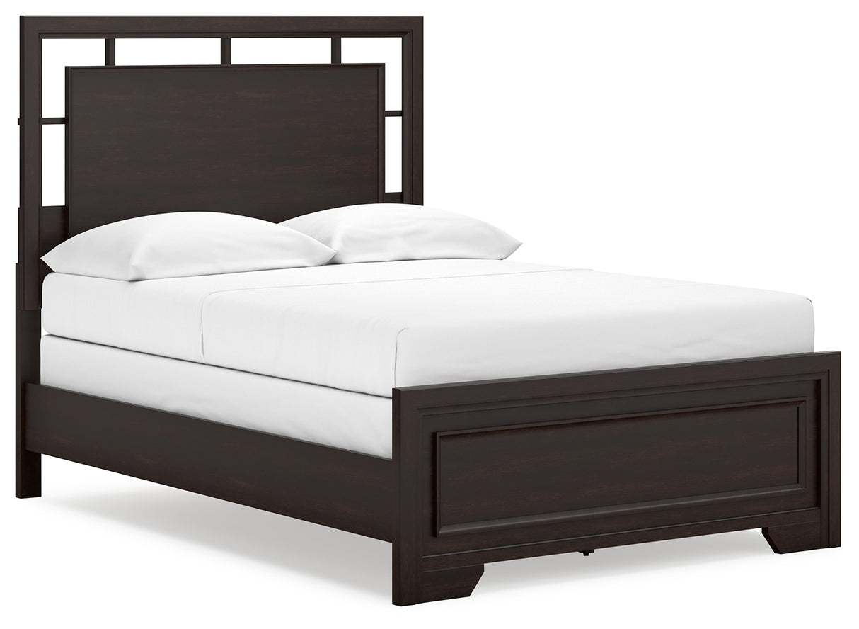 Covetown Dark Brown Full Panel Bed with Mirrored Dresser from Ashley Furniture - Luna Furniture