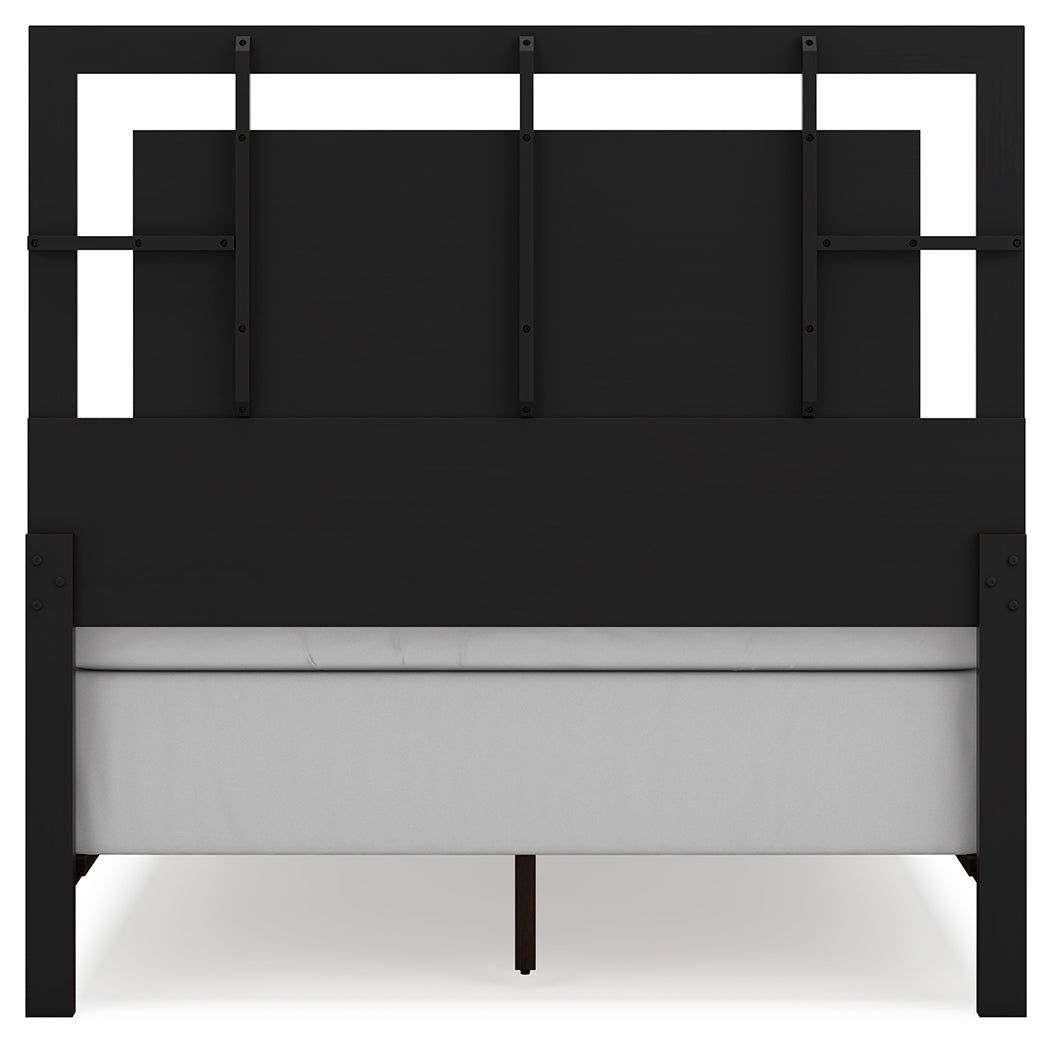 Covetown Dark Brown Full Panel Bed with Mirrored Dresser from Ashley Furniture - Luna Furniture