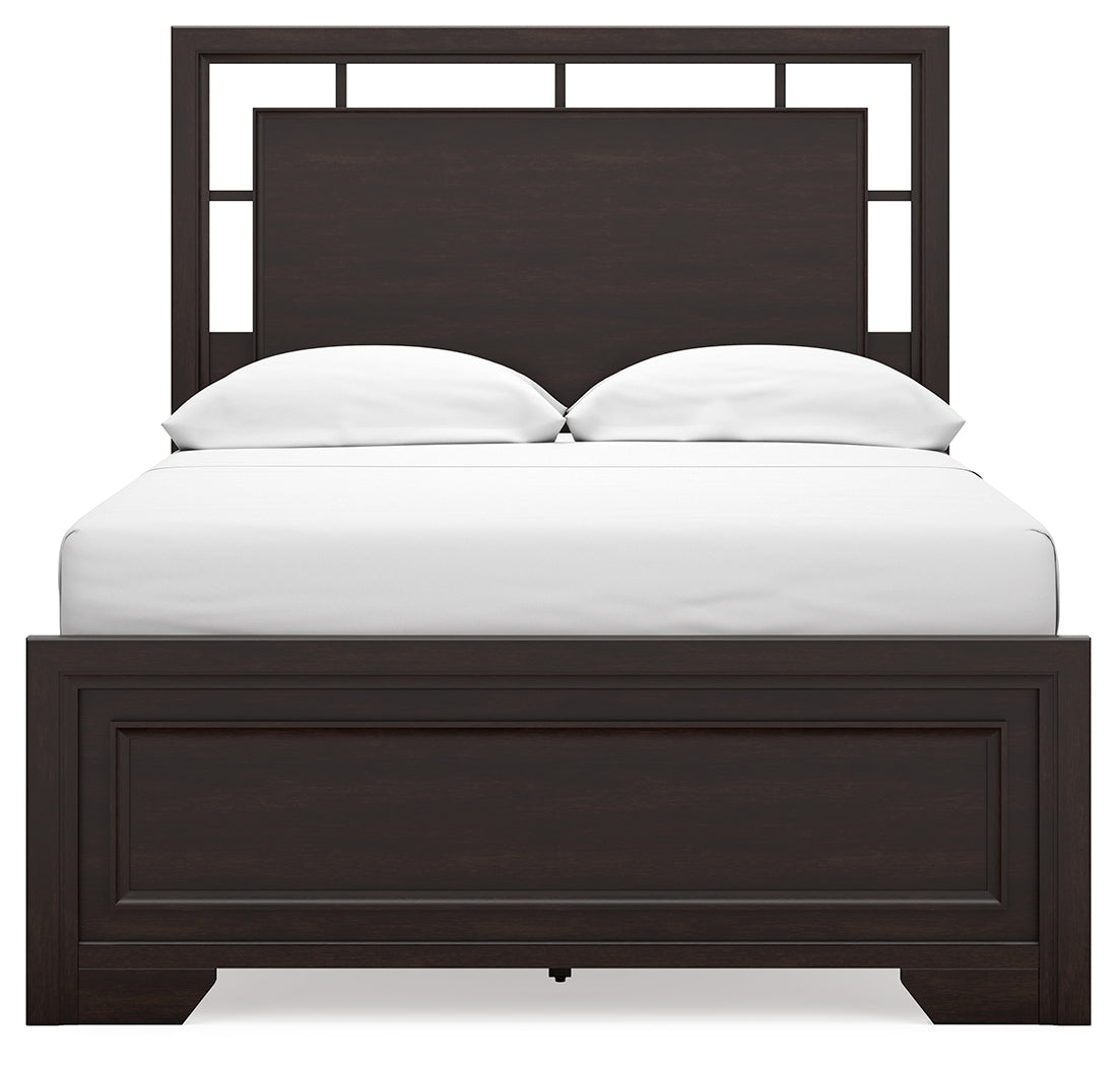 Covetown Dark Brown Full Panel Bed with Mirrored Dresser from Ashley Furniture - Luna Furniture