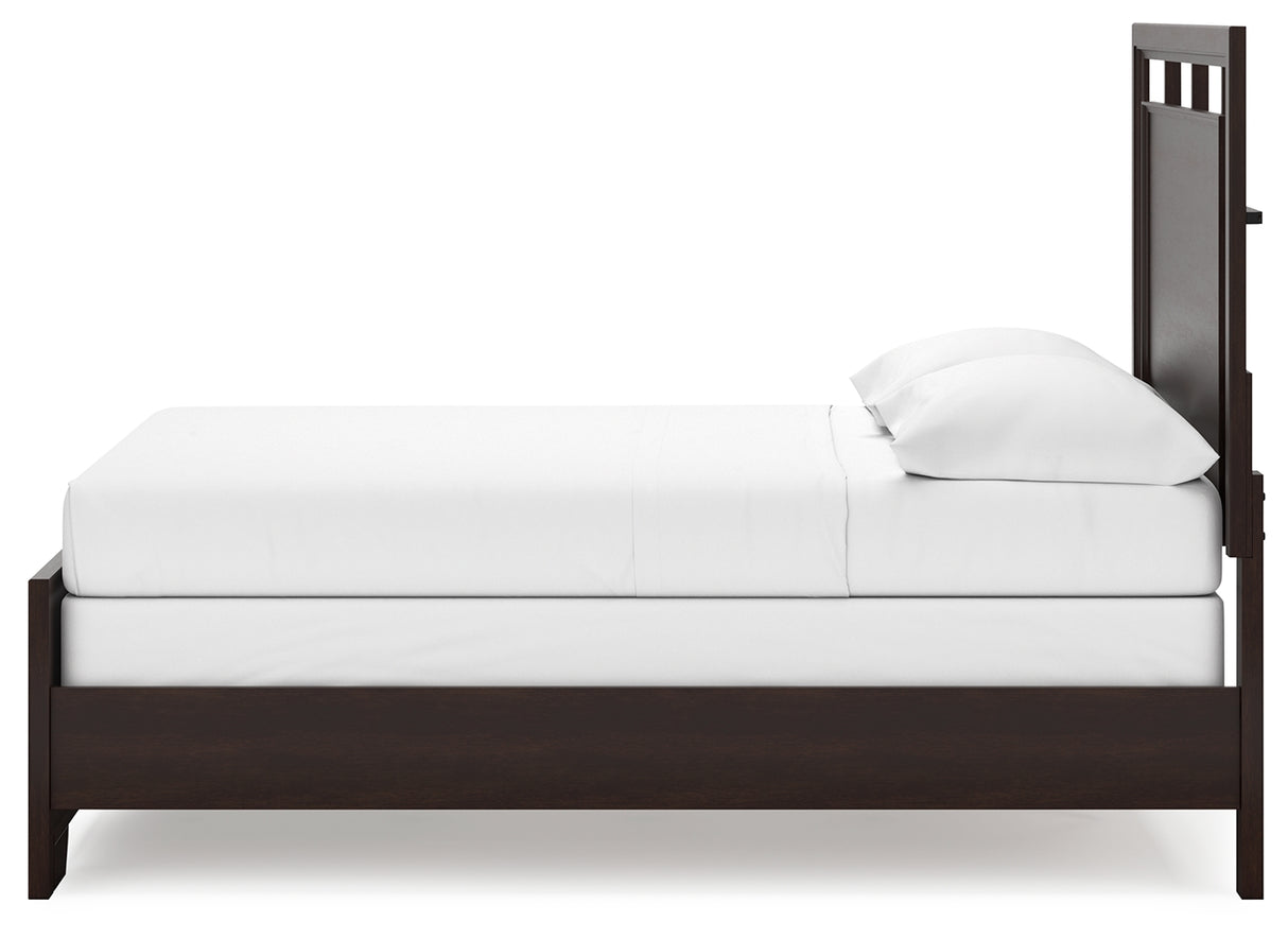 Covetown Dark Brown Full Panel Bed with Mirrored Dresser from Ashley Furniture - Luna Furniture