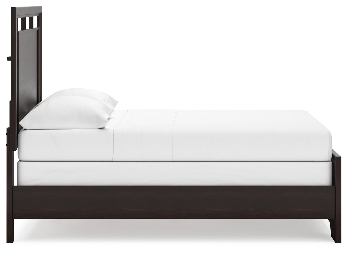 Covetown Dark Brown Full Panel Bed with Mirrored Dresser from Ashley Furniture - Luna Furniture