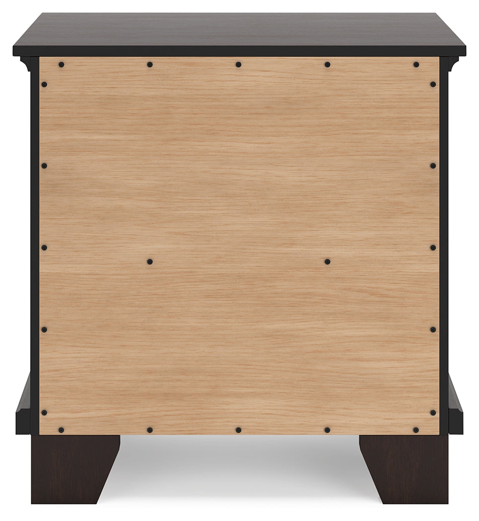 Covetown Dark Brown Queen Panel Bed and Nightstand from Ashley Furniture - Luna Furniture