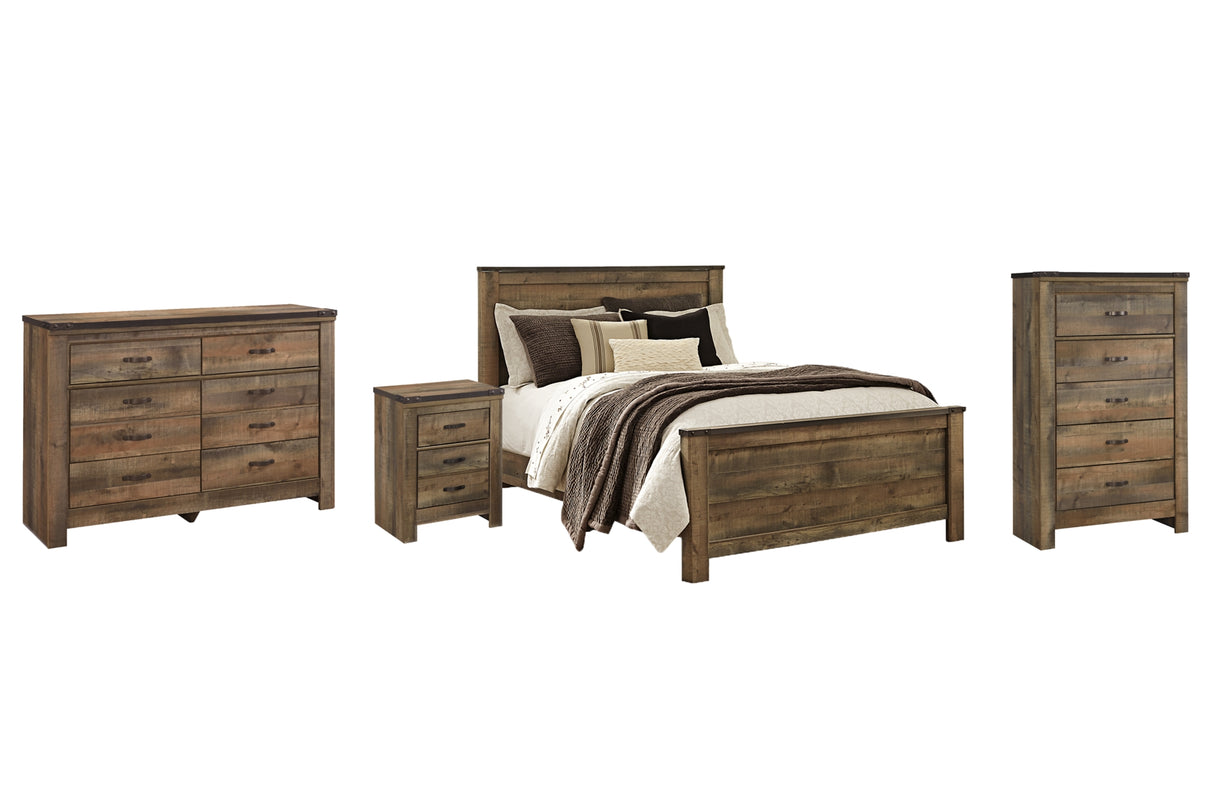 Trinell Brown Queen Panel Bed with Dresser, Chest and Nightstand from Ashley - Luna Furniture