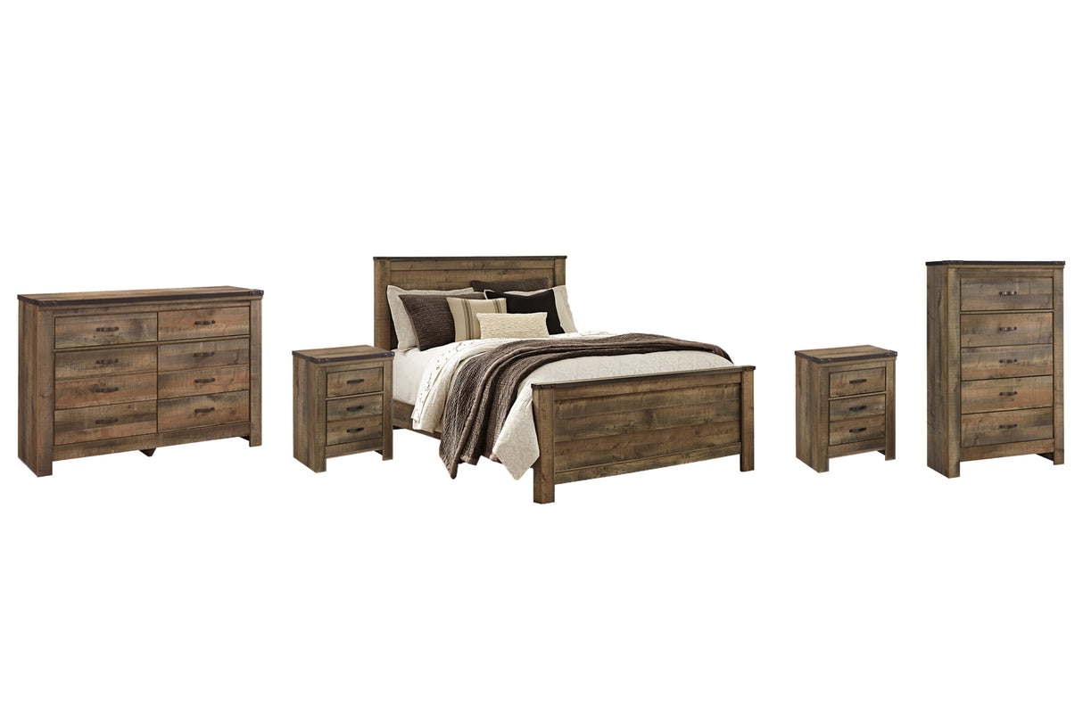 Trinell Brown Queen Panel Bed with Dresser, Chest and 2 Nightstands from Ashley Furniture - Luna Furniture