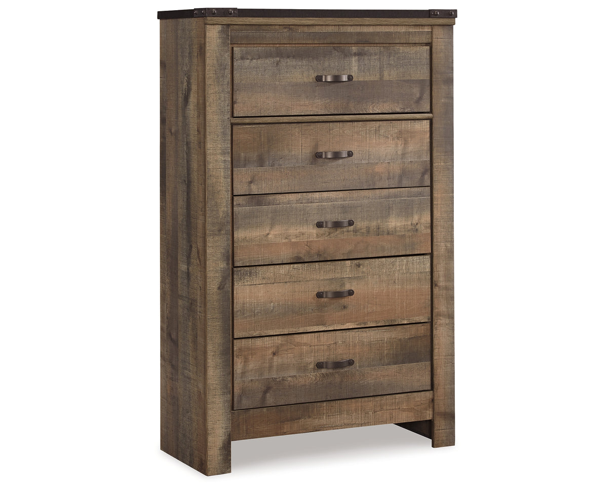 Trinell Brown Queen Panel Bed, Chest and 2 Nightstands from Ashley Furniture - Luna Furniture