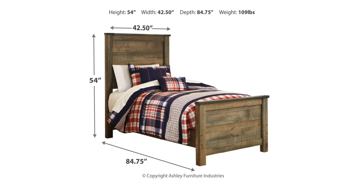 Trinell Twin Panel Bed, Dresser and Mirror from Ashley Furniture - Luna Furniture