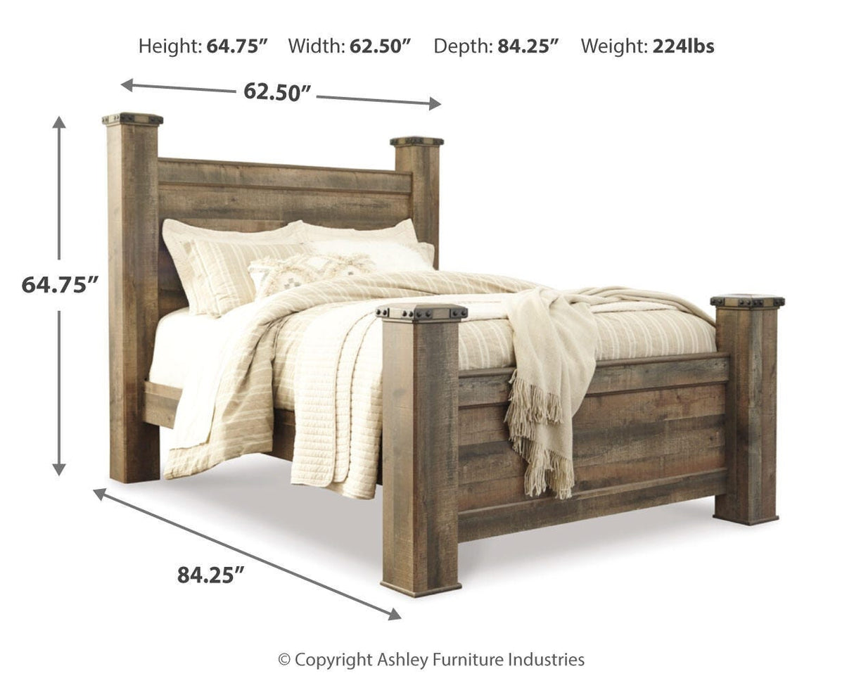 Trinell Queen Poster Bed, Dresser and Mirror from Ashley Furniture - Luna Furniture