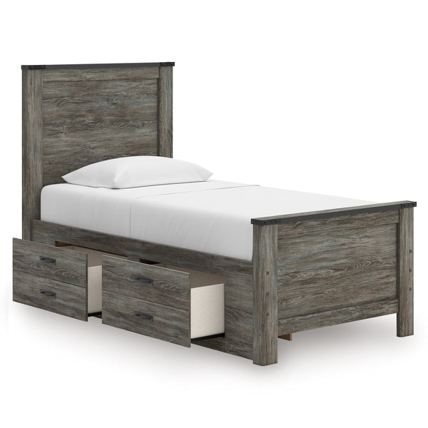 Frandern Black/Gray Twin Storage Platform Bed with 2 Drawers