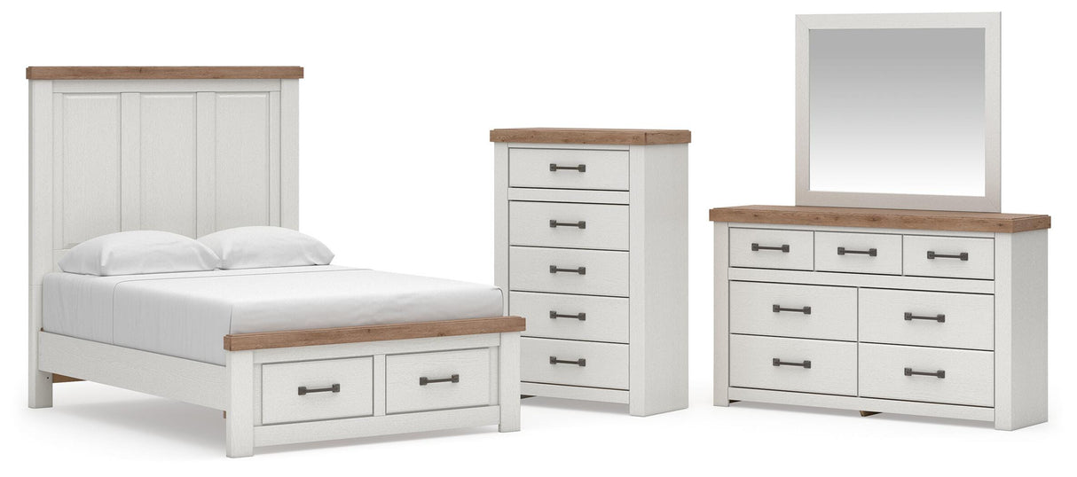 Savonport White/Brown Full Panel Storage Bed, Dresser, Mirror and Chest from Ashley - Luna Furniture