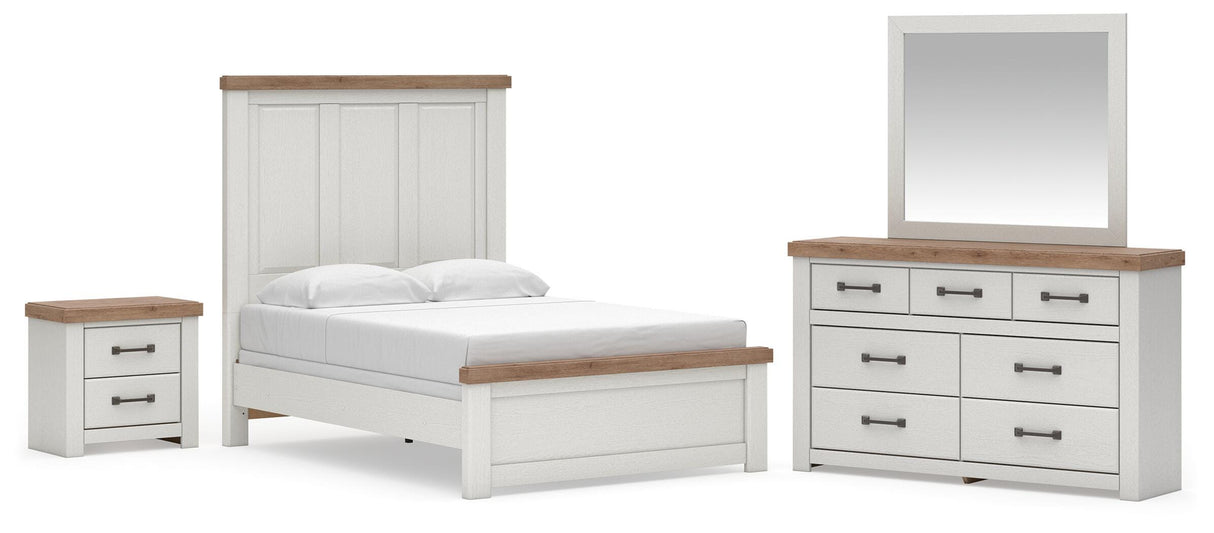 Savonport White/Brown Full Panel Bed, Dresser, Mirror and Nightstand from Ashley - Luna Furniture