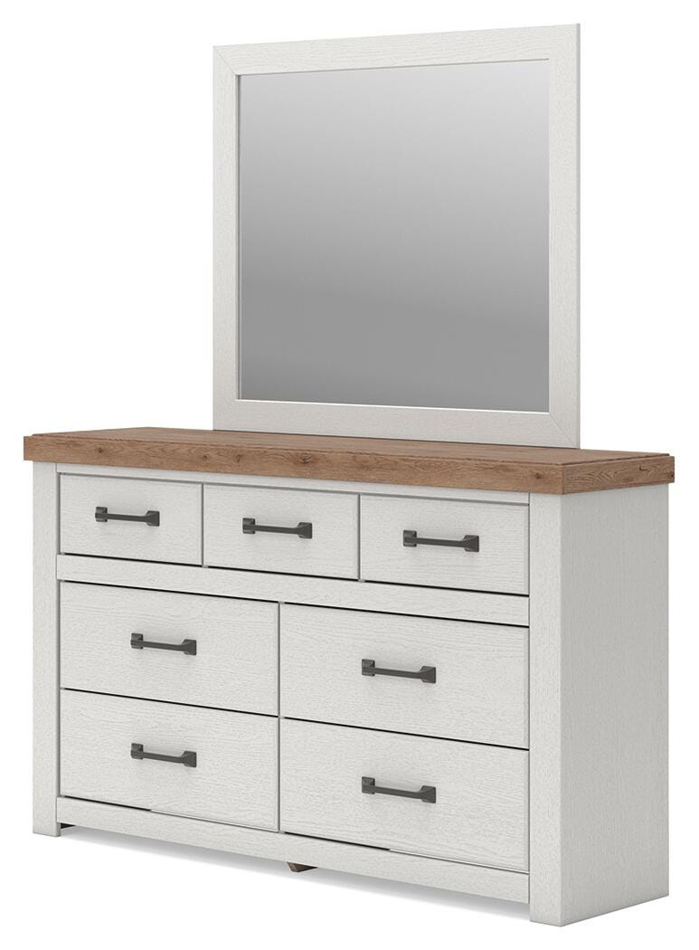 Savonport White/Brown Dresser and Mirror from Ashley - Luna Furniture
